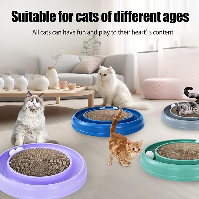 Cat Scratcher Toy Ball Track for Indoor Cats, Round Interactive Scratching - Image 5
