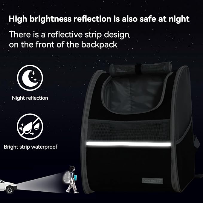 Cat Carrier Backpack with Reflector with Safety Leash Up to 15Lbs, Pet Carrier - Image 3