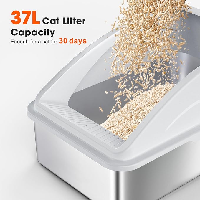 2 Pack Stainless Steel Litter Box | XL Enclosed Cat Litter Boxes - Image 5