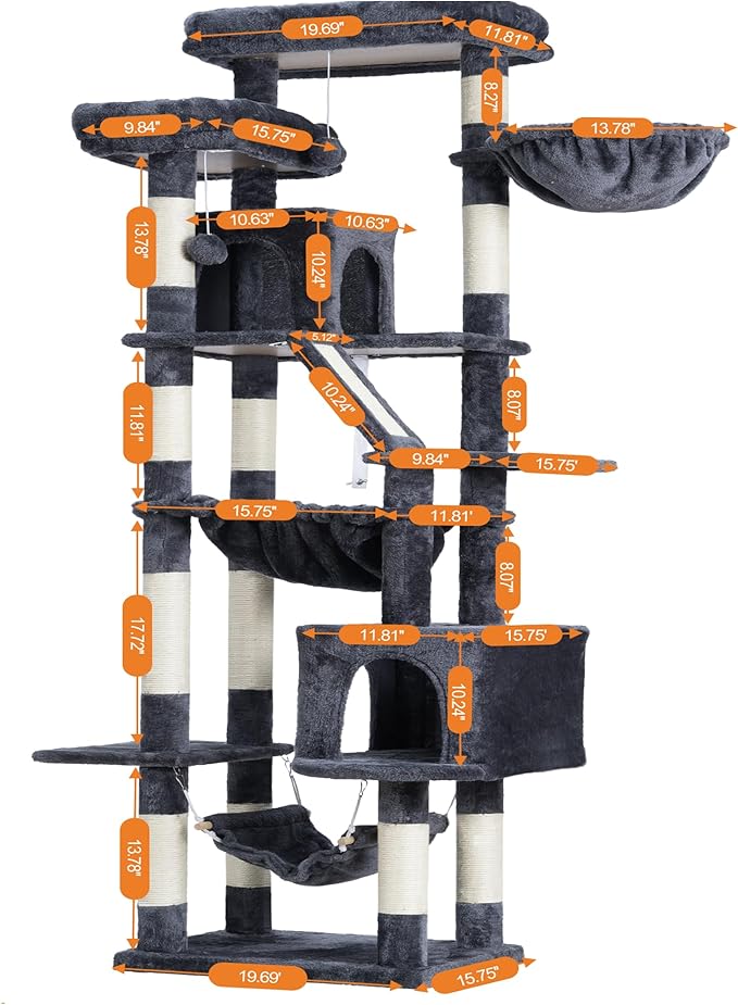 Heybly Cat Tree, 71-Inch-Tall Tower - Image 2