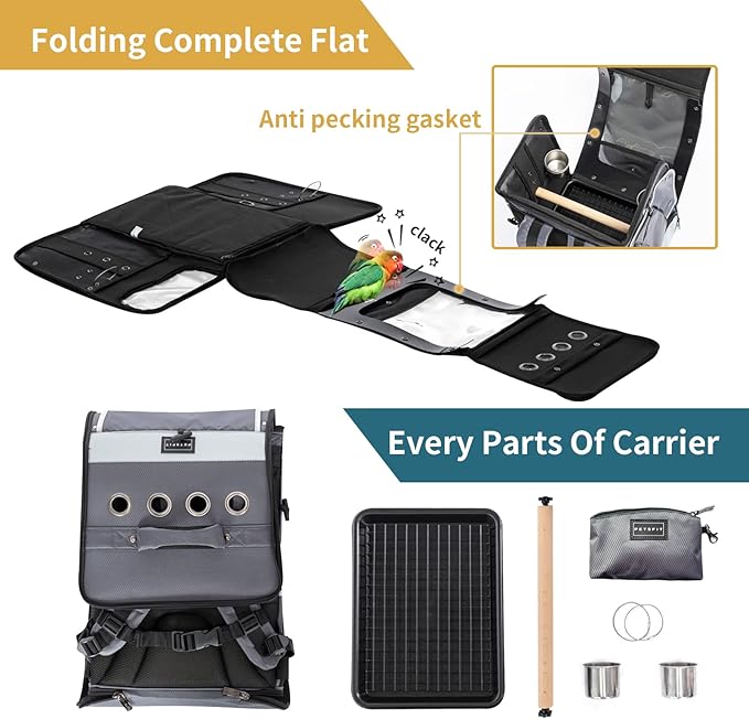 Petsfit Bird Carrier with Shade Cover, Adjustable Height Standing Perch and - Image 3