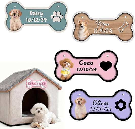 Personalized Dog Bone Name Sign, Custom Kennel Accessories, Dog Wall Decor by Unknown