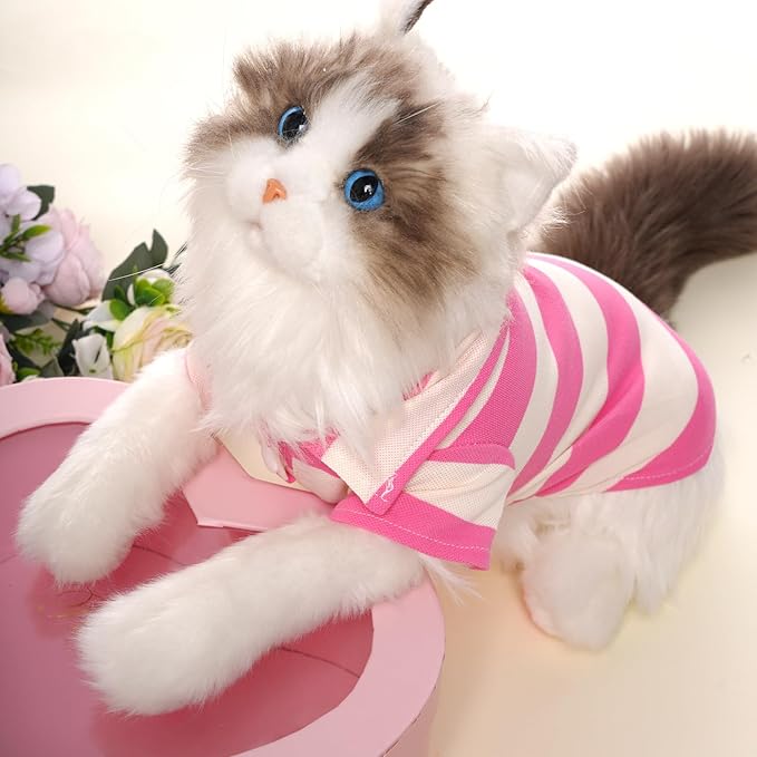 Dog Shirt Polo Shirt Striped Collar Puppy Clothes Summer Button Up Pet Clothes - Image 5