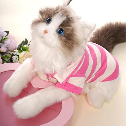 Dog Shirt Polo Shirt Striped Collar Puppy Clothes Summer Button Up Pet Clothes - Image 5