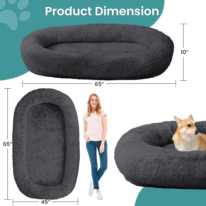 JOLLYVOGUE Human Dog Bed for Adults and Pets, Ultra-Soft Plush Giant Dog Bed - Image 4