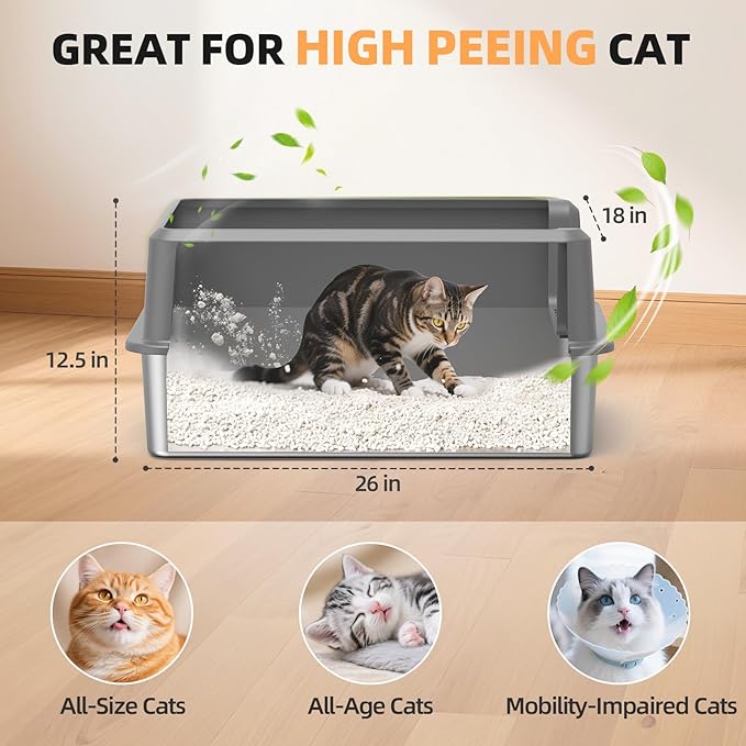 WoofiGo Enclosed Stainless Steel Cat Litter Box - Image 2