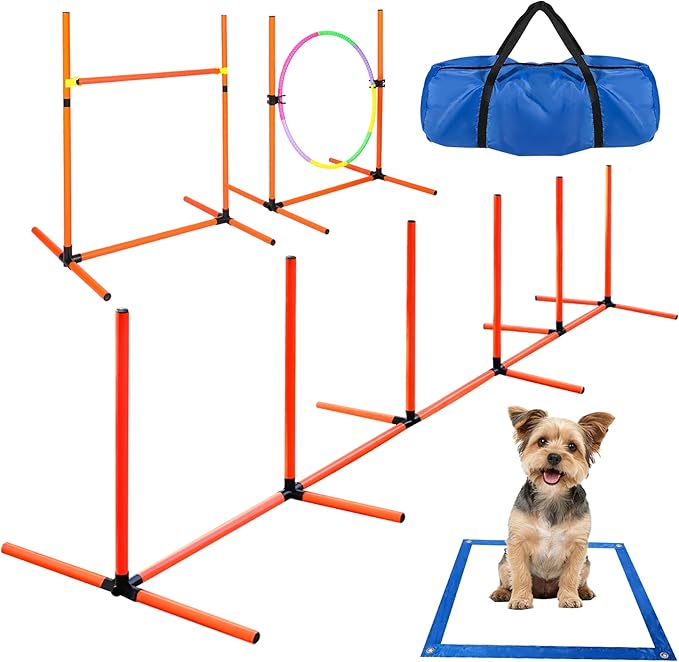 Dog Agility Course Backyard Set, 4 Sets Pet Agility Training Equipment by Domaker
