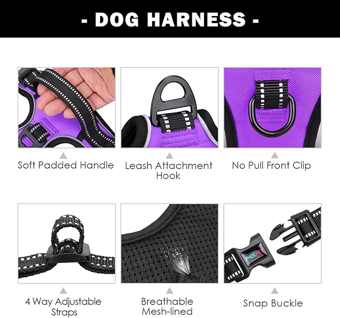PHOEPET Reflective Dog Harness Large Breed Adjustable No Pull Vest - Image 4