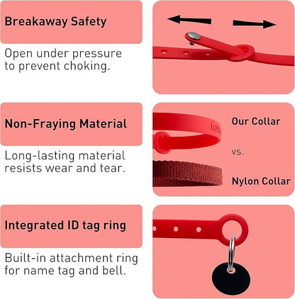 Red Cat Collar - Soft, Comfortable, and Lightweight Breakaway Collar - Image 3