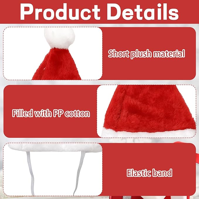 4-Piece Dog Christmas Hat, Dog Santa Hat, Festive Pet Accessories, Holiday - Image 3