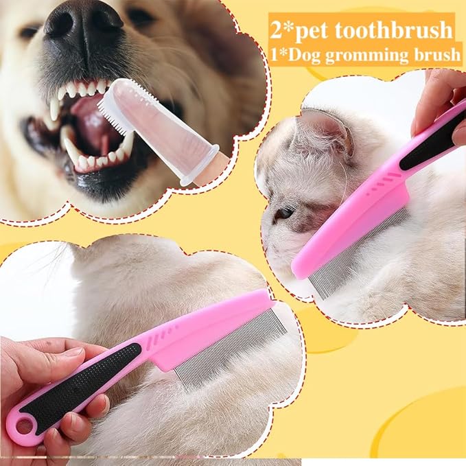 7 Pcs Cat Dog Brush Grooming Kits, Self-Cleaning Slicker Brush, Pet Nail - Image 6