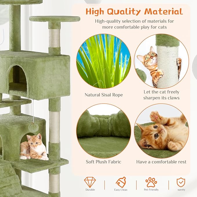 DUMOS 54 Inch Cat Tree Tower, Indoor Multi-Level Pet House - Image 4