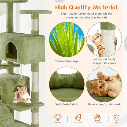 DUMOS 54 Inch Cat Tree Tower, Indoor Multi-Level Pet House - Image 4