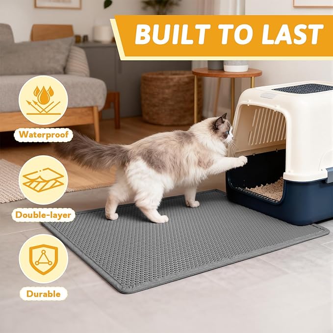Pieviev Cat Litter Mat Double Layer Waterproof Urine Proof Trapping Mat 1 Pack) - Image 7