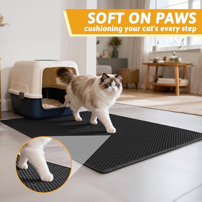Pieviev Cat Litter Mat Double Layer Waterproof Urine Proof Trapping Mat 1 Pack) - Image 4