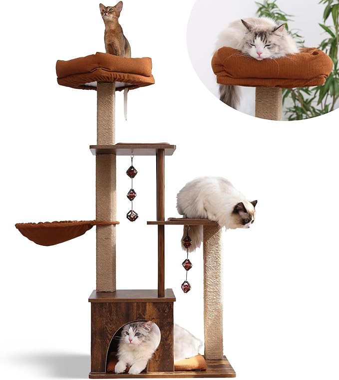 FUKUMARU Cat Tree, 4 in 1 Large Modern Cats Tower by FUKUMARU