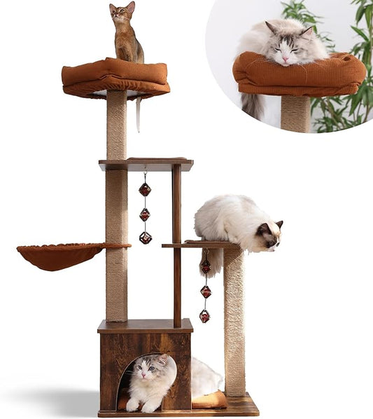 FUKUMARU Cat Tree, 4 in 1 Large Modern Cats Tower by FUKUMARU