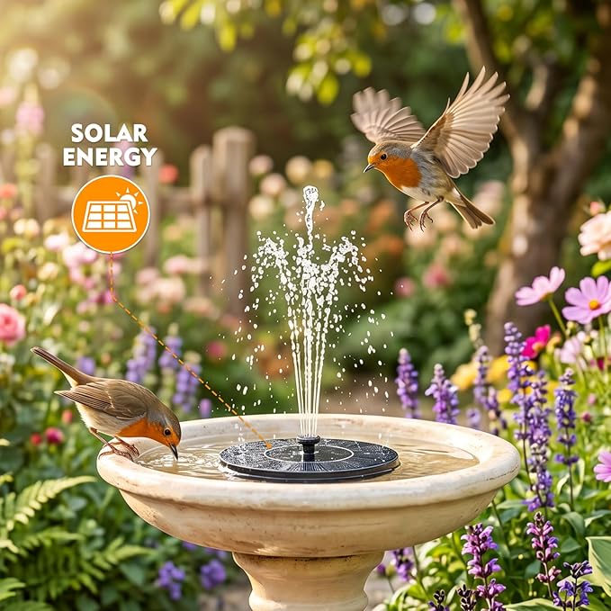 Mademax Solar Bird Bath Fountains, Upgrade 1.4W Solar Fountain Pump - Image 2