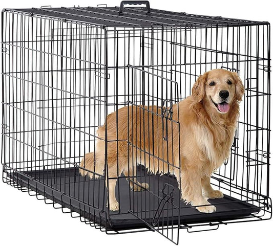 BestPet | Dog Crate | 48" | Black | Foldable Metal Kennel by BestPet
