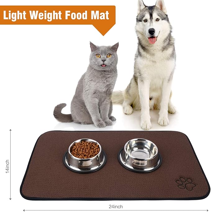 SINLAND Microfiber Pet Bowl Mat Dog Cats Feeding Mats - Image 7