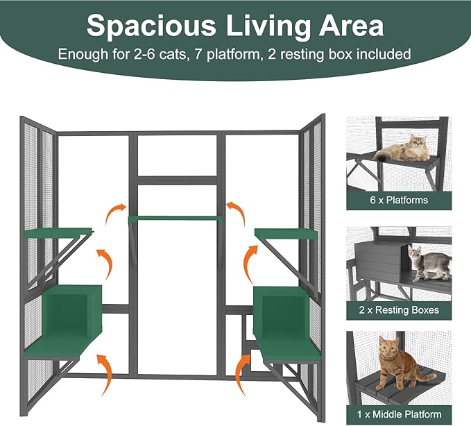 TIMHAKA Catio Outdoor Cat Enclosure, Large Cat House - Image 2