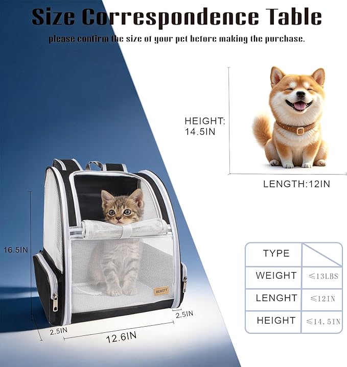 Cat Carrier Backpack, Dog Backpack, Ventilate Pet Cats Puppy Dogs Birds Bunny - Image 4