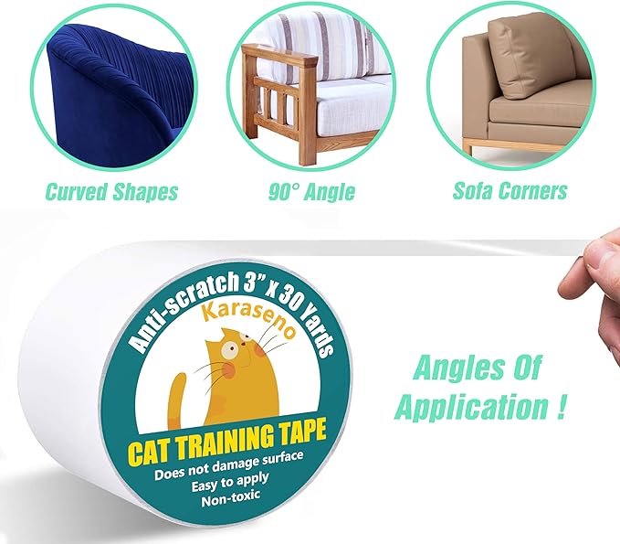 Karaseno Anti Cat Scratch Tape, 3 inches x 30 Yards Pet Training Tape, 100% - Image 3
