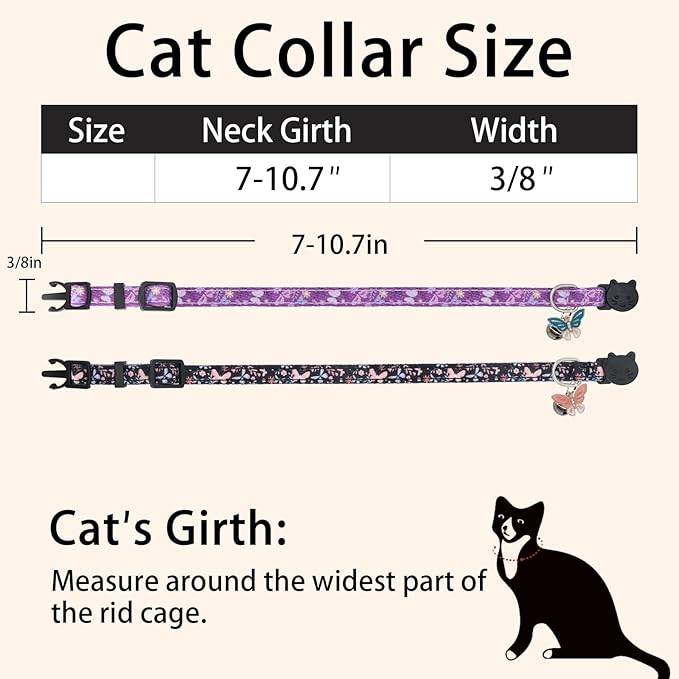 Cat Collar Breakaway, 2 Pack Cotton Kitten Collars - Image 4