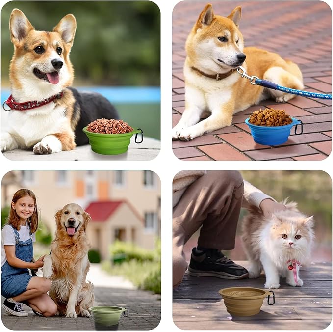 PetBonus 2-Pack Large Silicone Collapsible Dog Bowls, 34oz/1000ml BPA Free - Image 6