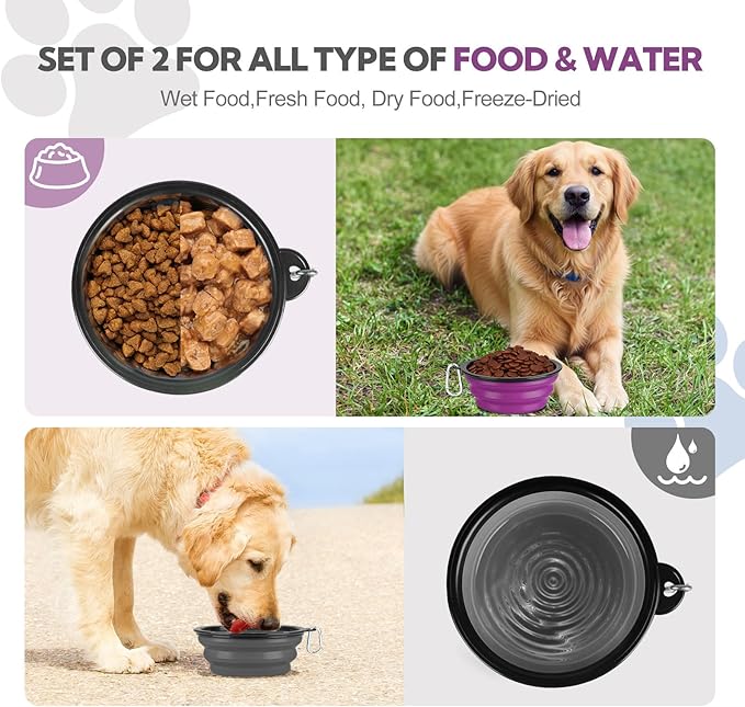 Collapsible Dog Bowl Large 2 Pack, Dog Water Bowls - Image 3
