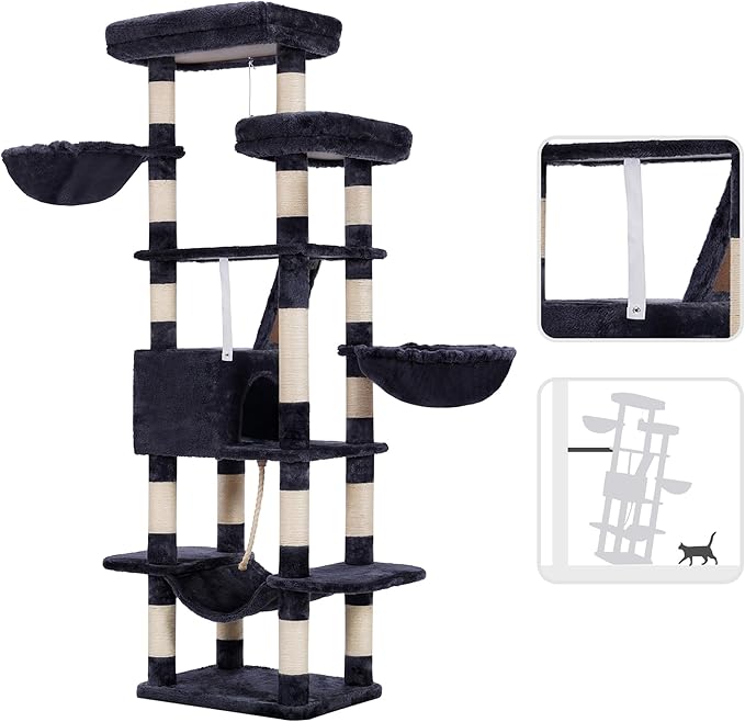 Heybly Cat Tree, 68 inch Multi-Level Cat Tower - Image 7