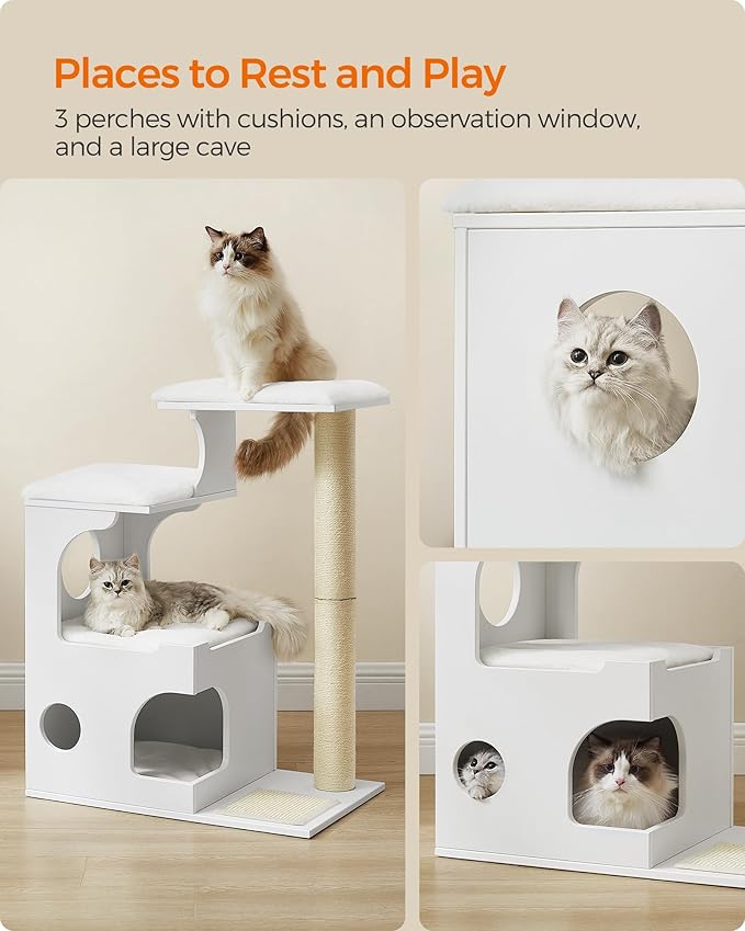 Feandrea WoodyWonders Cat Tree, 33.8-Inch Modern Cat Tower, Cat Condo - Image 8