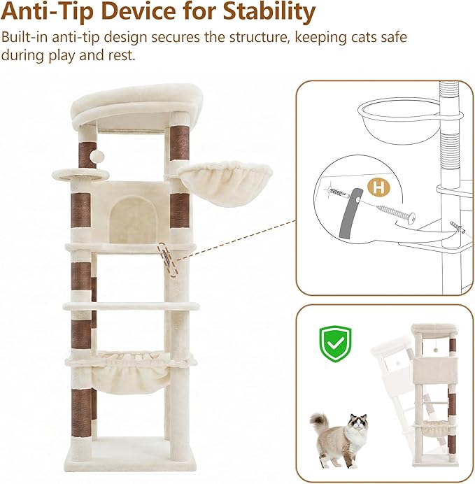 Heybly Cat Tree, 53.1-Inch Corner Stable Cat Tower - Image 7