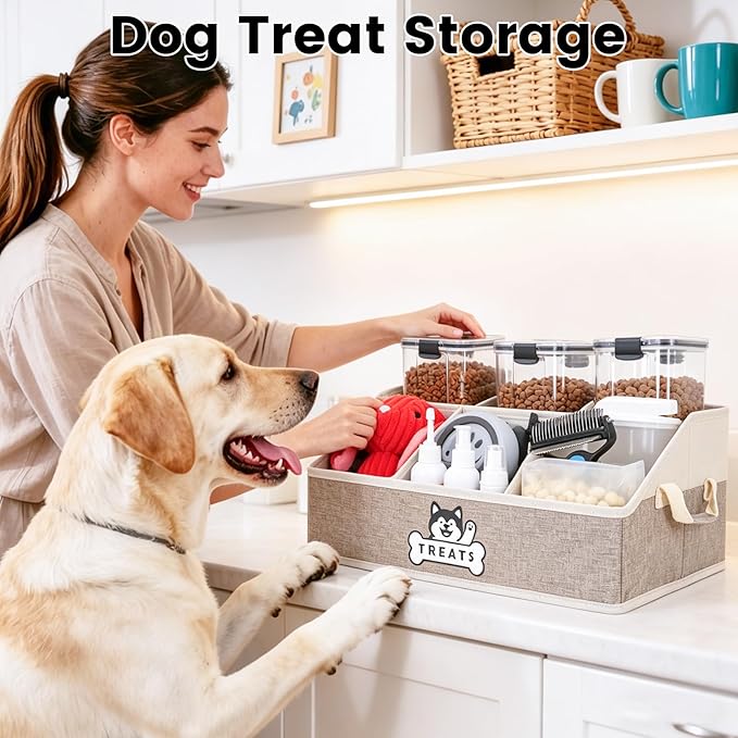 Dog Treat Container Basket for Countertop, Foldable Pet Toy Box for Living Room - Image 6