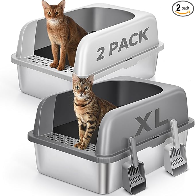 2 Pack Stainless Steel Cat Litter Box by Unknown