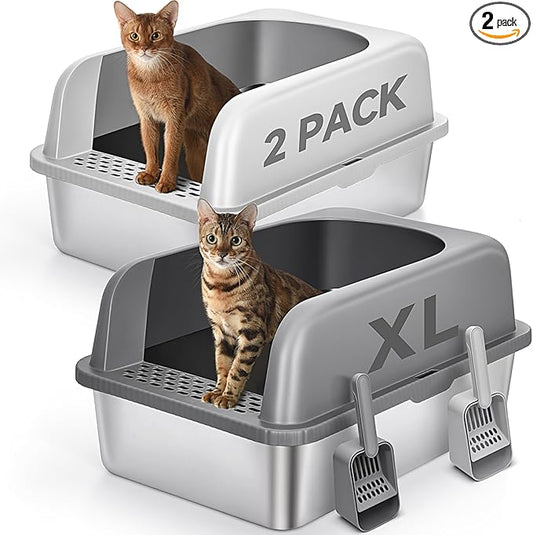 2 Pack Stainless Steel Cat Litter Box by Unknown