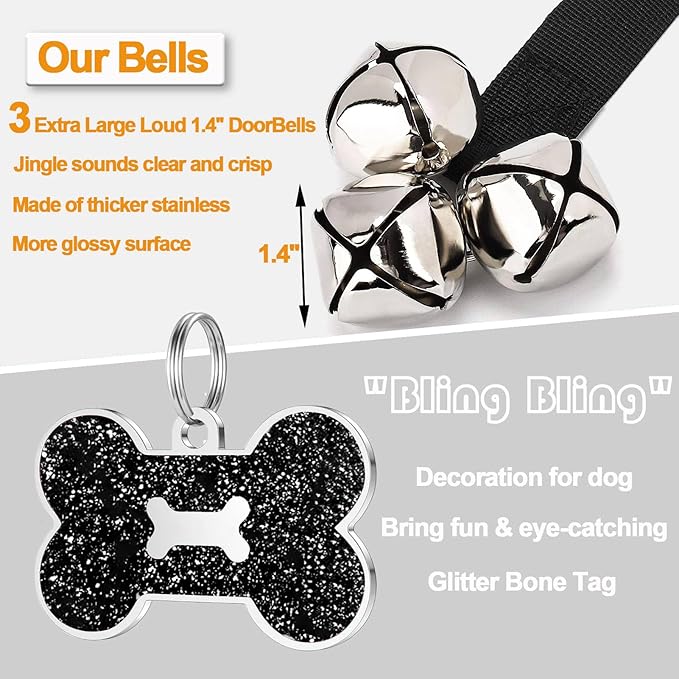 2 Pack Dog Door Bells, Dog Doorbell to go Outside Puppy Train Bell - Image 3