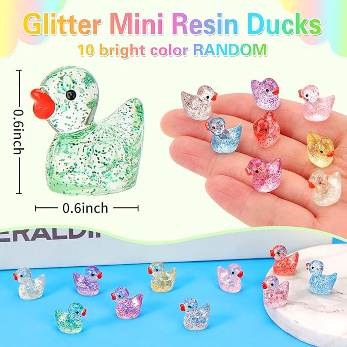 240 Pcs Glitter Mini Resin Ducks, Colorful Tiny Small Plastic Ducks Figures to - Image 3