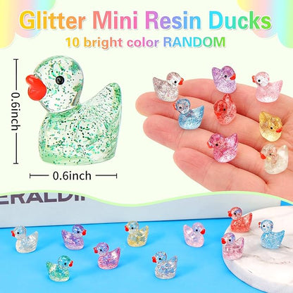 240 Pcs Glitter Mini Resin Ducks, Colorful Tiny Small Plastic Ducks Figures to - Image 3