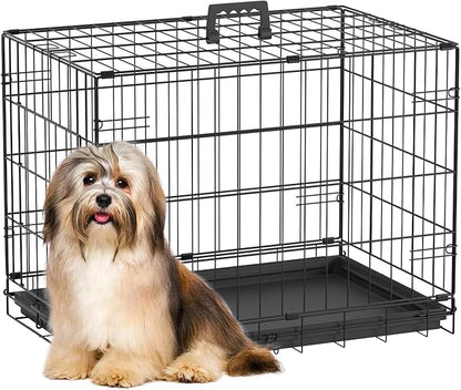 FDW Dog Crate 24-Inch Dog Cage Single Door Foldable Metal Kennel by FDW
