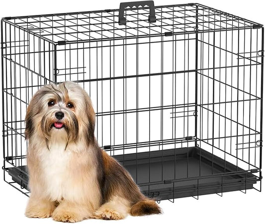 FDW Dog Crate 24-Inch Dog Cage Single Door Foldable Metal Kennel by FDW