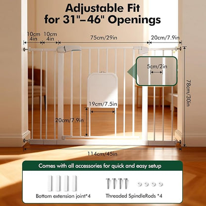 Metal Pet Gate with Cat Door, Adjustable Dog Gate - Image 4