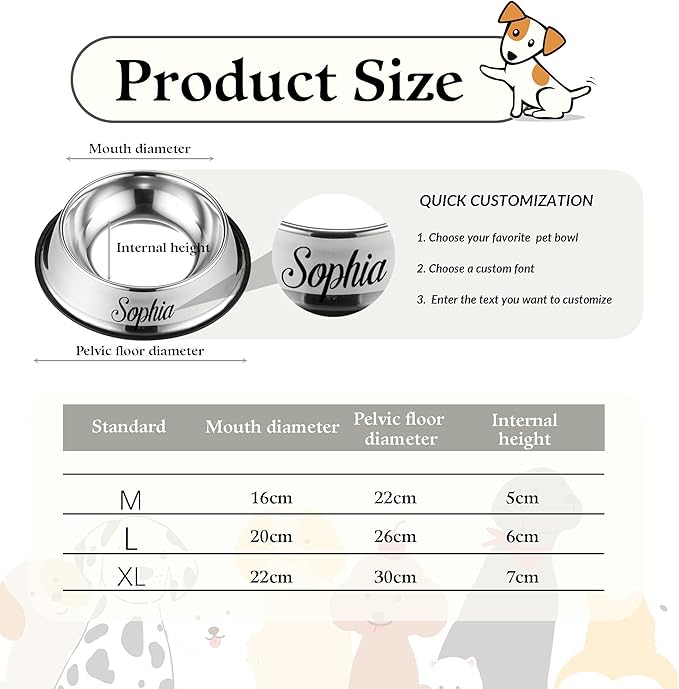 Customized Dog Cat Bowl with Name, BUGMKCS Personalized Steel-stanless Puppy - Image 7