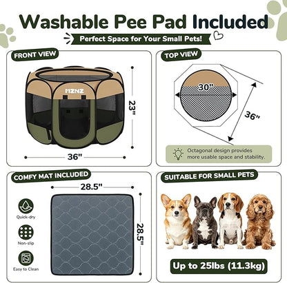 Dog Cat Playpen with Pee Pad, Portable Puppy Pet Crate Indoors - Image 2