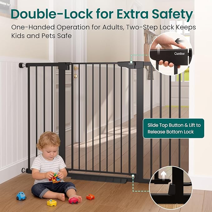 Cumbor 36" Extra Tall Baby Gate, 30-54" Wide Dog Gates - Image 4