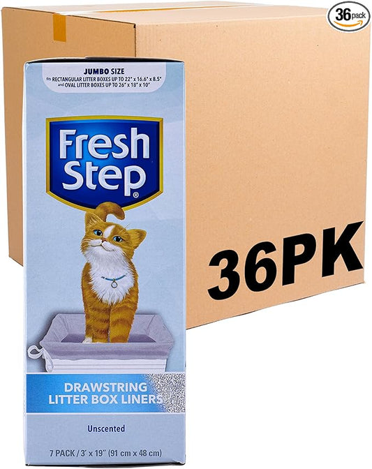 Fresh Step Jumbo Drawstring Cat Litter Box Liners Unscented Heavy Duty Kitty by FreshStep