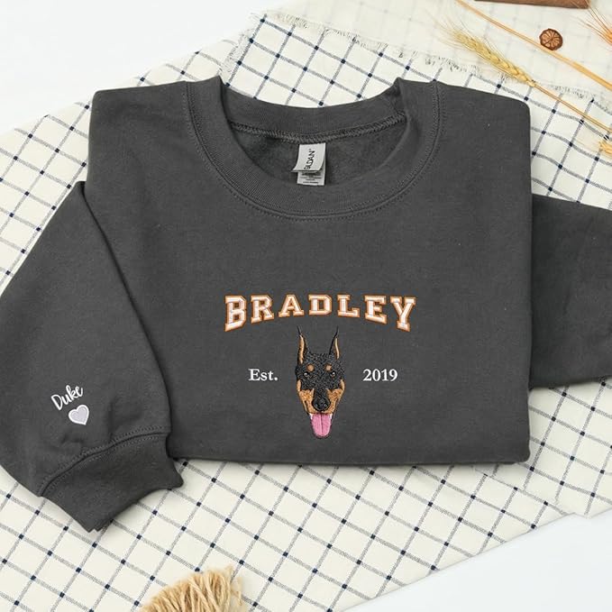 Custom Embroidered Sweatshirt Dog From Real Photo - Image 3