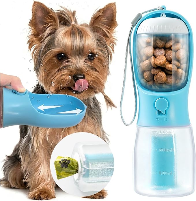Portable Water Bottle for Small Dogs, 3 in 1 Animal Pet Travel Bowl Dispenser by MoonyMars