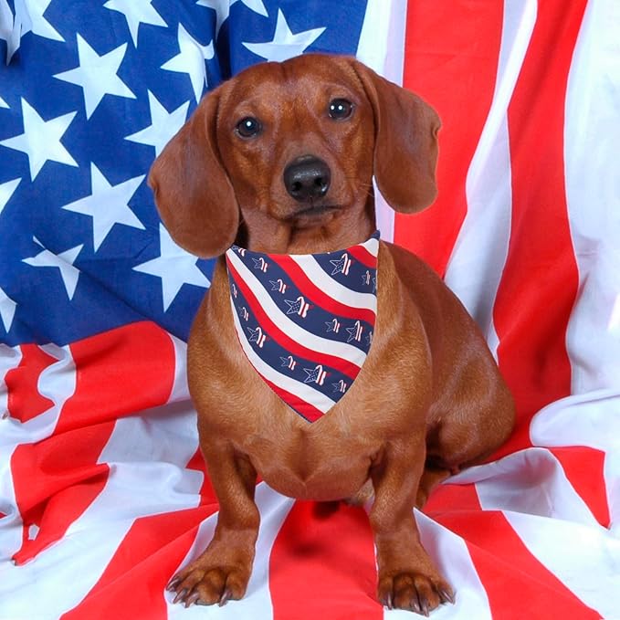 PTDECOR American US Flag Dog Bandana 4th of July Dog Bandanas Reversible - Image 3