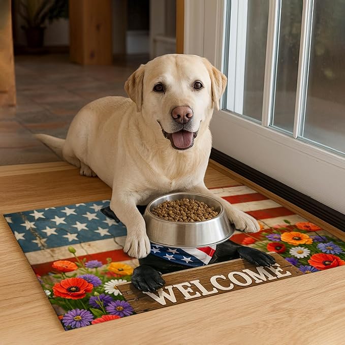 HOMETITUTE Dog Food Mat 4th of July Flag Pet Food Mats Independence Day - Image 4
